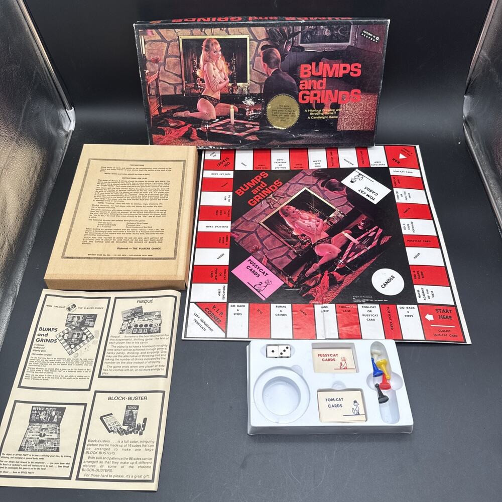 VINTAGE 1970 Diplomat Bumps and Grinds Adult Risqué Board Game Playboy Complete